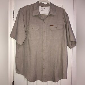 Orvis button down tan chest‎ pocket short sleeve shirt men’s size XL fishing